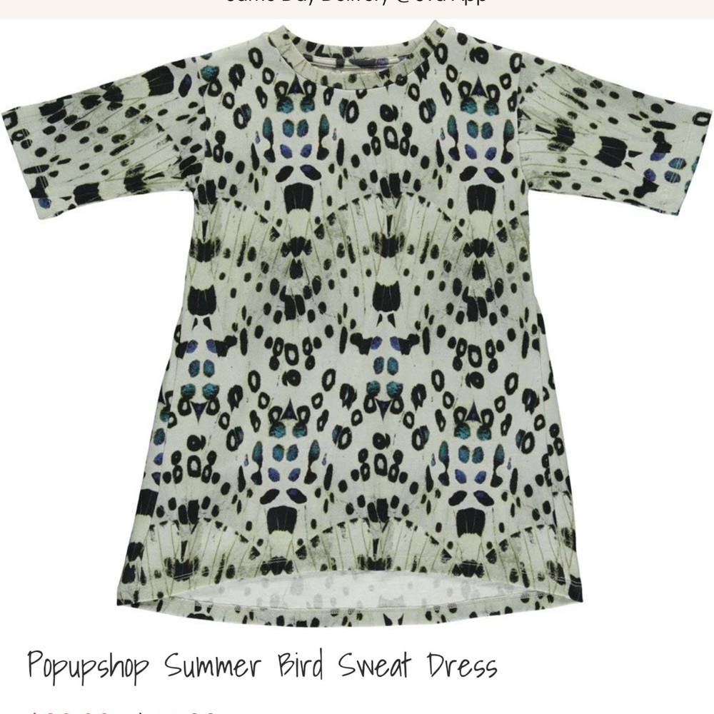 Pop up shop summer bird sweat dress organic cotton size 4/5